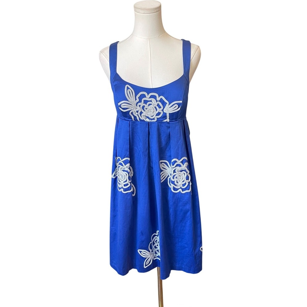 INC Embroidered Y2K Babydoll Dress Size 4 NWT Resort Coastal Nautical Beach